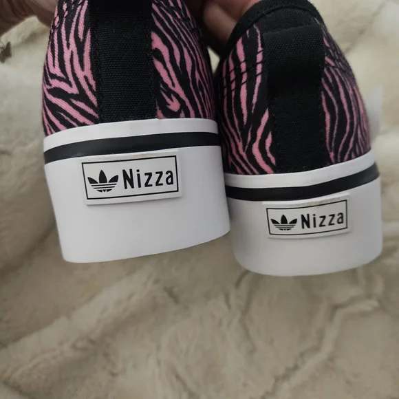 Adidas Nizza Platform Women's Zebra Pattern Sneakers - Black, Pink, Yellow - Picture 9 of 11